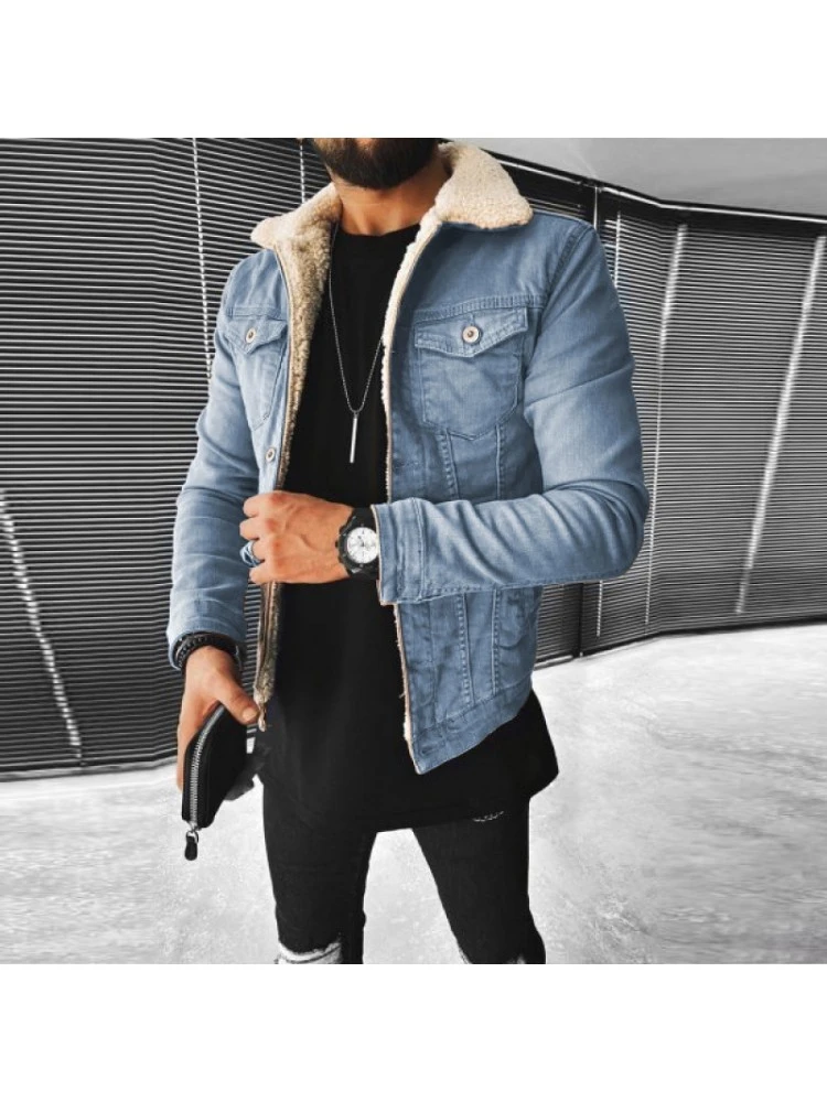 Winter Black Solid Men Denim Coats 4 Winter Black Solid Men Denim Coats - Image 2