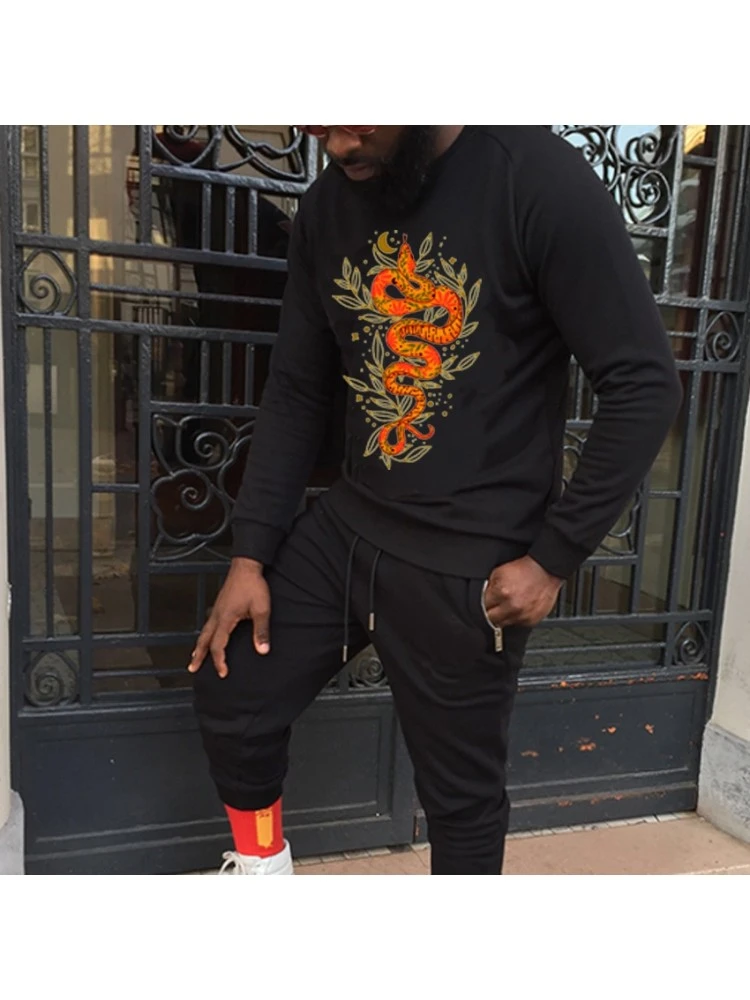 Fashion Casual Round Neck Printing Men's Sweaters 4 Fashion Casual Round Neck Printing Men's Sweaters - Image 2