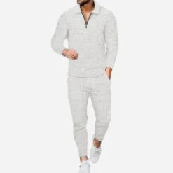 Leisure Pure Color Top And Trouser Men's Suit