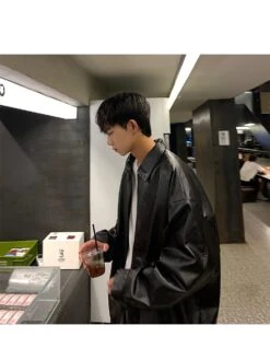 Fashion Pu Leather Men's Pure Color Jacket 11 Fashion Pu Leather Men's Pure Color Jacket -Active Vogue P 20220920141109706 681