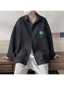 Loose Flower Waffle Men's Long Sleeve Jacket