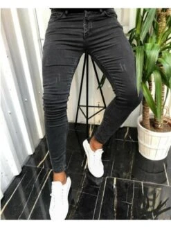 Stylish Pure Color Tight Jeans For Men