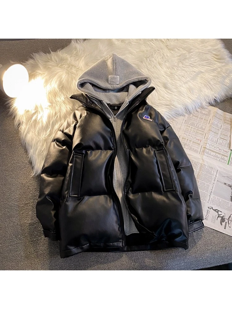 Hooded Collar Patchwork Black Down Coats For Men 3 Hooded Collar Patchwork Black Down Coats For Men