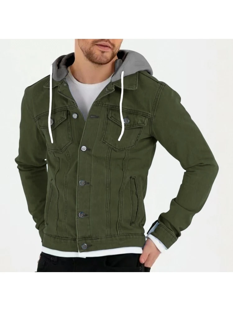 Leisure Hooded Pure Color Men's Jacket 4 Leisure Hooded Pure Color Men's Jacket - Image 2