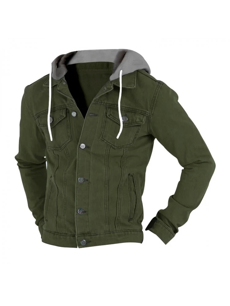 Leisure Hooded Pure Color Men's Jacket 6 Leisure Hooded Pure Color Men's Jacket - Image 4