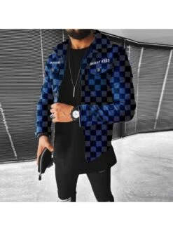 Street Grid Black Men Jacket Coats