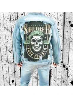 Fashion Casual Letter Printing Men's Denim Jacket