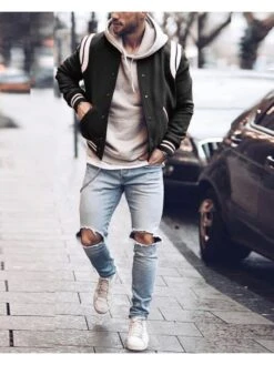 Preppy Striped Men's Long Sleeve Baseball Jacket 5 Preppy Striped Men's Long Sleeve Baseball Jacket -Active Vogue P 20220927101101101 166