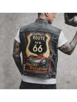 Retro Sleeveless Printing Men's Denim Jacket