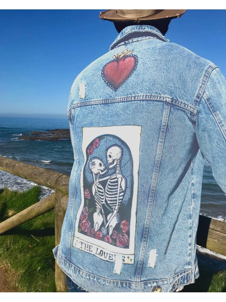Skull Graphic Couple Denim Jackets For Men 3 Skull Graphic Couple Denim Jackets For Men