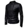 Pure Color PU Men's Long Sleeve Jacket