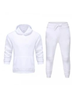 White Hooded Top And Pants Sets For Men