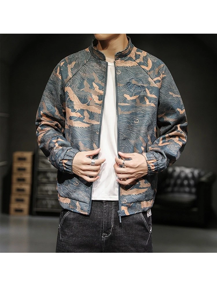 Chinese Style Trendy Embroidered Men's Suede Jacket 4 Chinese Style Trendy Embroidered Men's Suede Jacket - Image 2