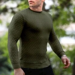 Casual Pure Color Round Neck Waffle Knitwear -Active Vogue P 20221018150812592 336