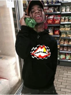 Casual Lips Printing Pattern Hooded Men's Sweater 7 Casual Lips Printing Pattern Hooded Men's Sweater -Active Vogue P 20221020174700100 627