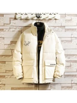 Winter Letter Standing Collar Men's Versatile Cotton Coats