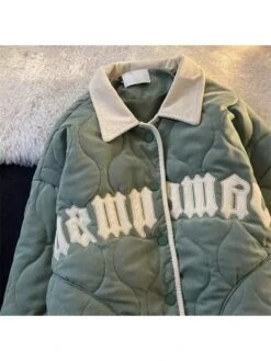 Winter Letter Diamond Letter Embroidered Men's Cotton Jacket