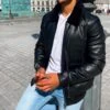 Black Artificial Leather Zipper Down Men Jackets 1 Black Artificial Leather Zipper Down Men Jackets -Active Vogue P 20221101182605845 132