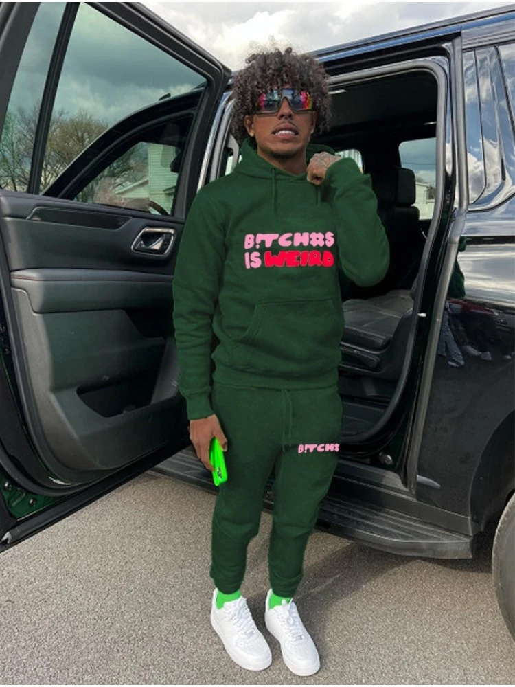 2022 Leisure Letter Hooded Men's Long Suit 3 2022 Leisure Letter Hooded Men's Long Suit