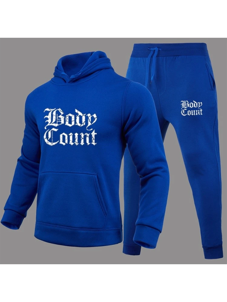 Letter Printed Loose Blue Long Suits For Men 5 Letter Printed Loose Blue Long Suits For Men - Image 3