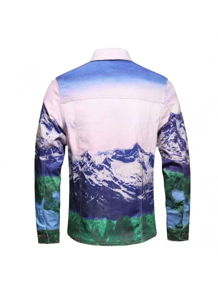 Printed Long Sleeve Fall Men Denim Jackets 4 Printed Long Sleeve Fall Men Denim Jackets - Image 2