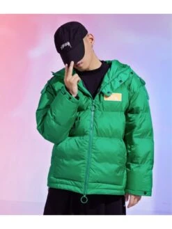 Winter Hooded Zipper Letter Men's Short Coats