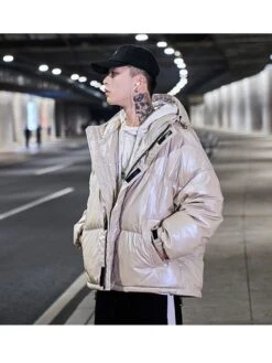 Front Page 37 2022 Comfortable Hooded Letter Men's Short Coats