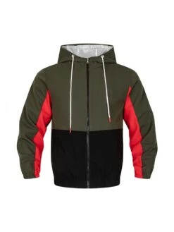 Color Blocking Zipper Up Men Jacket Coats