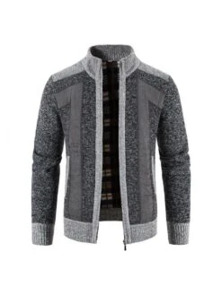 Men's Patchwork Standing Collar Jacket
