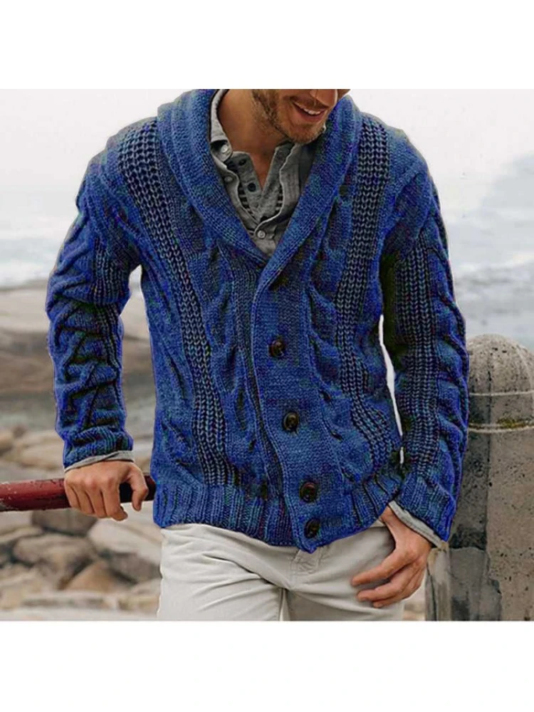 Pure Color Men's Lapel Knitwear Cardigan 3 Pure Color Men's Lapel Knitwear Cardigan