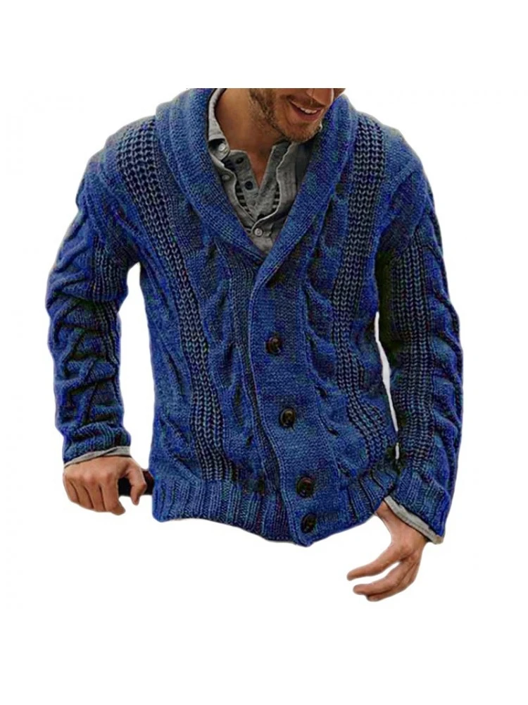 Pure Color Men's Lapel Knitwear Cardigan 4 Pure Color Men's Lapel Knitwear Cardigan - Image 2