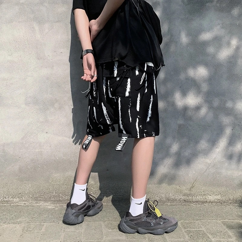 Men Printed Black Wide Leg Shorts 6 Men Printed Black Wide Leg Shorts - Image 4