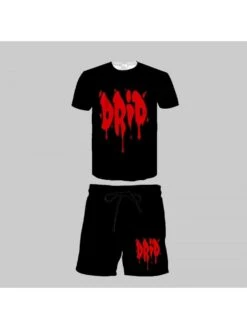 Black Printed Casual Men Tee And Short Sets 7 Black Printed Casual Men Tee And Short Sets -Active Vogue P 20230218095116774 119