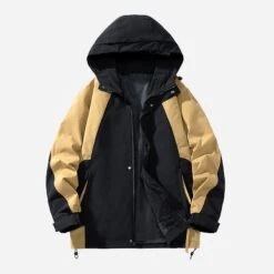 Color Block Patchwork Hooded Casual Men Jackets