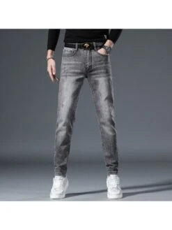 Simple Casual Gray Pencil Jeans For Men -Active Vogue P 20230318095305610 376