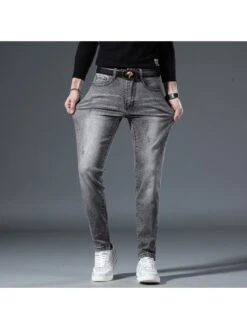Simple Casual Gray Pencil Jeans For Men -Active Vogue P 20230318095312352 445