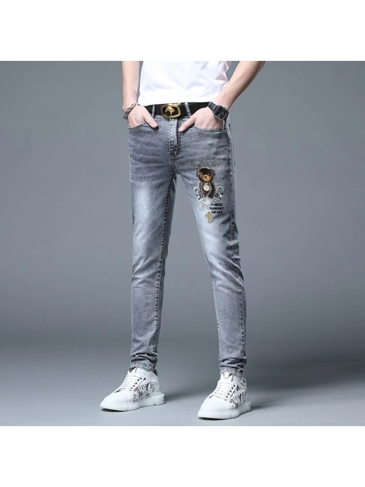 2023 Slim Bear Embroidered Blue Jeans For Men 4 2023 Slim Bear Embroidered Blue Jeans For Men - Image 2