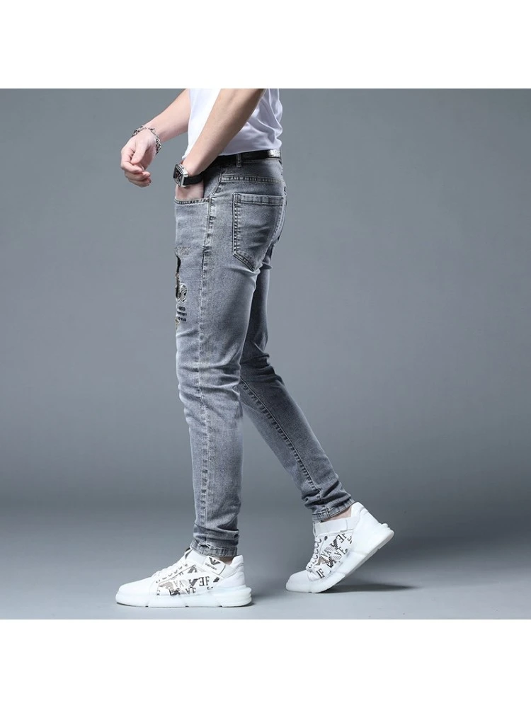 2023 Slim Bear Embroidered Blue Jeans For Men 5 2023 Slim Bear Embroidered Blue Jeans For Men - Image 3