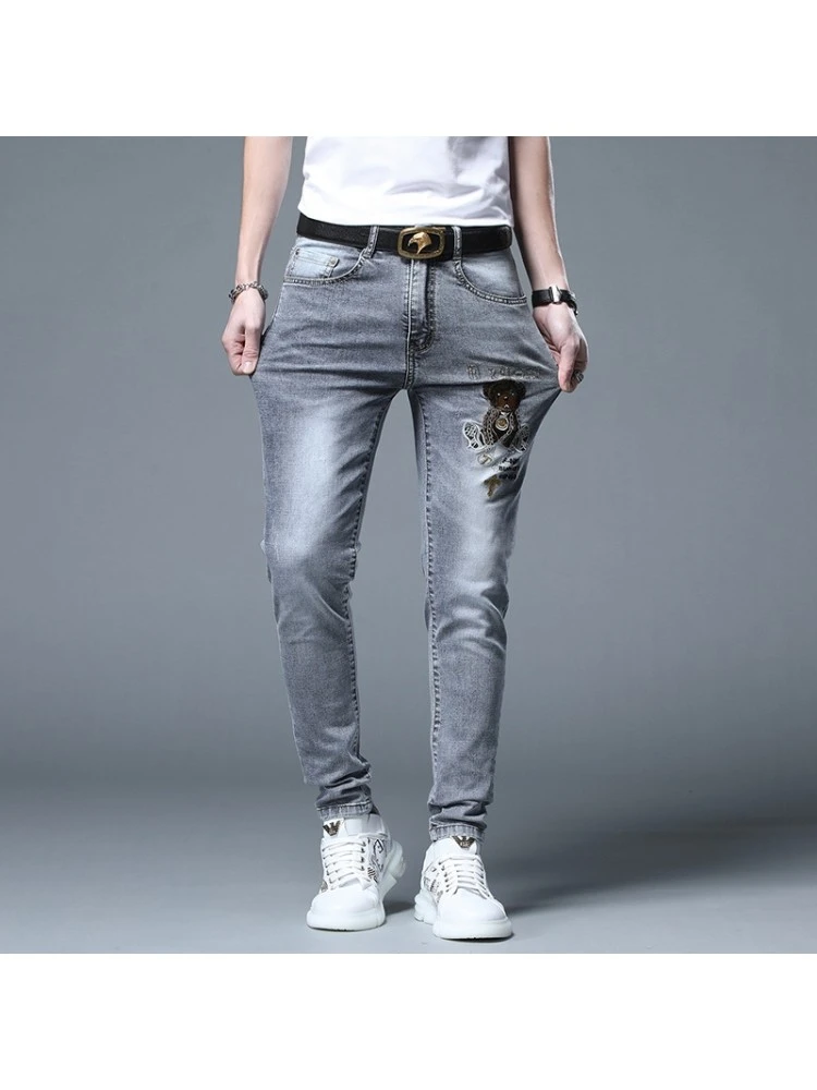 2023 Slim Bear Embroidered Blue Jeans For Men 10 2023 Slim Bear Embroidered Blue Jeans For Men - Image 8