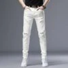 2023 Trend Ripped Patch Men's White Jeans -Active Vogue P 20230318151303820 796