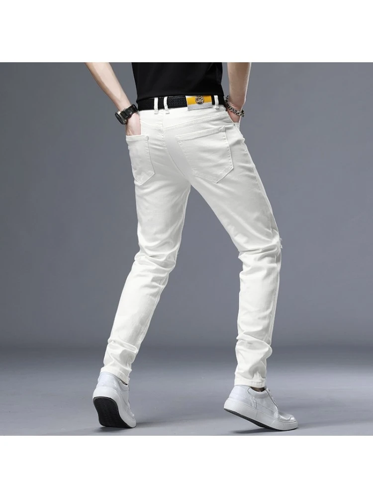 2023 Trend Ripped Patch Men's White Jeans 10 2023 Trend Ripped Patch Men's White Jeans - Image 8