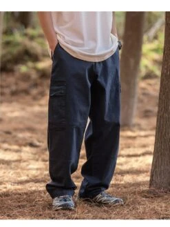 Casual Loose Pure Color Pockets Men's Long Trousers