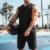 Men Solid Sleeveless Vest Two-Piece Shorts Sets -Active Vogue P 20230524163701723 707