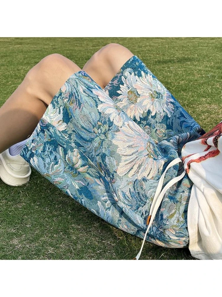 Blue Flower Printing Beach Short Pant 6 Blue Flower Printing Beach Short Pant - Image 4