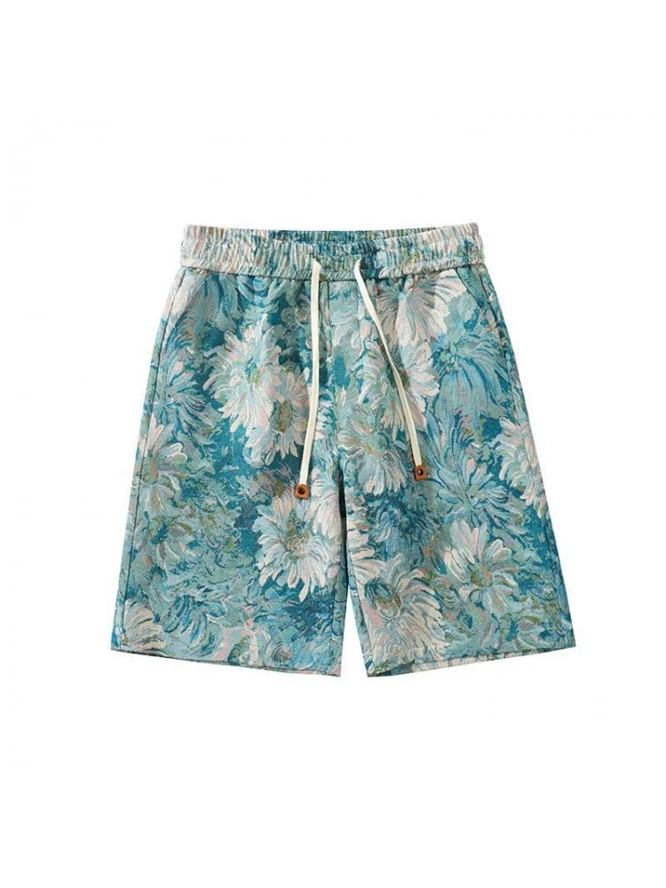 Blue Flower Printing Beach Short Pant 9 Blue Flower Printing Beach Short Pant - Image 7
