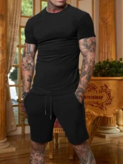 Casual Solid Short Suit For Men