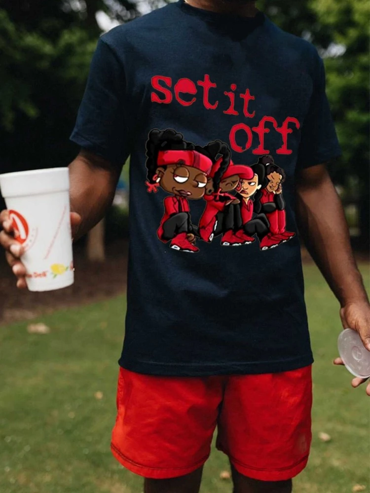 Red Printing Short Sleeve Suit For Men 3 Red Printing Short Sleeve Suit For Men