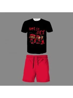 Red Printing Short Sleeve Suit For Men 9 Red Printing Short Sleeve Suit For Men -Active Vogue P 20230708123323221 688