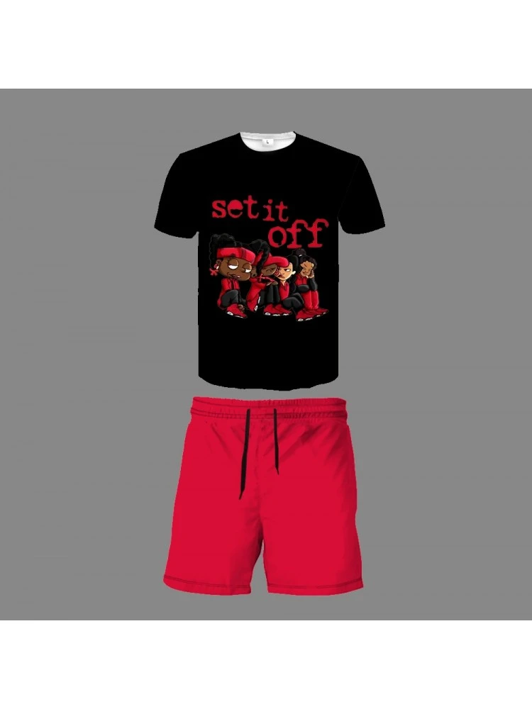 Red Printing Short Sleeve Suit For Men 5 Red Printing Short Sleeve Suit For Men - Image 3