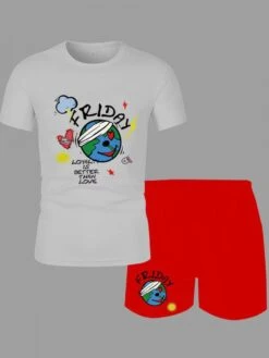 Casual Printed Short Suit For Men -Active Vogue P 20230722201930574 546